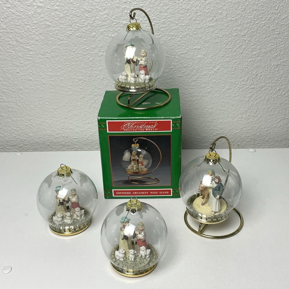 VTG 1993 House of Lloyd Nativity Glass Ornaments Christmas Around World Lot 4